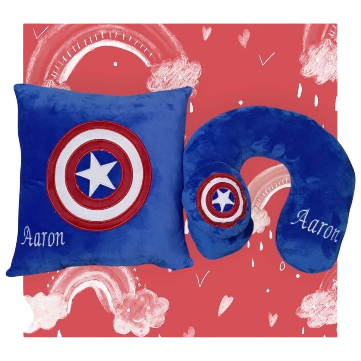 Combo 2 en 1: Cojín + Cuellero Personalizados de Súper Héroes